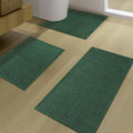 Green Bathroom Rug Sets 3 Piece - Quick Dry Thin Bath Mats