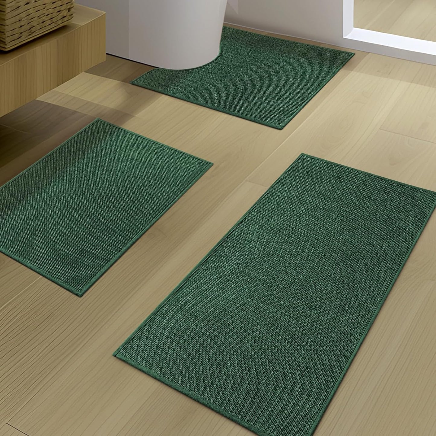 YIHOUSE Green Bathroom Rug Sets 3 Piece for Quick Dry Comfort