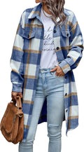 PRETTYGARDEN Womens Plaid Shacket Jacket - Cozy Wool Blend Layer