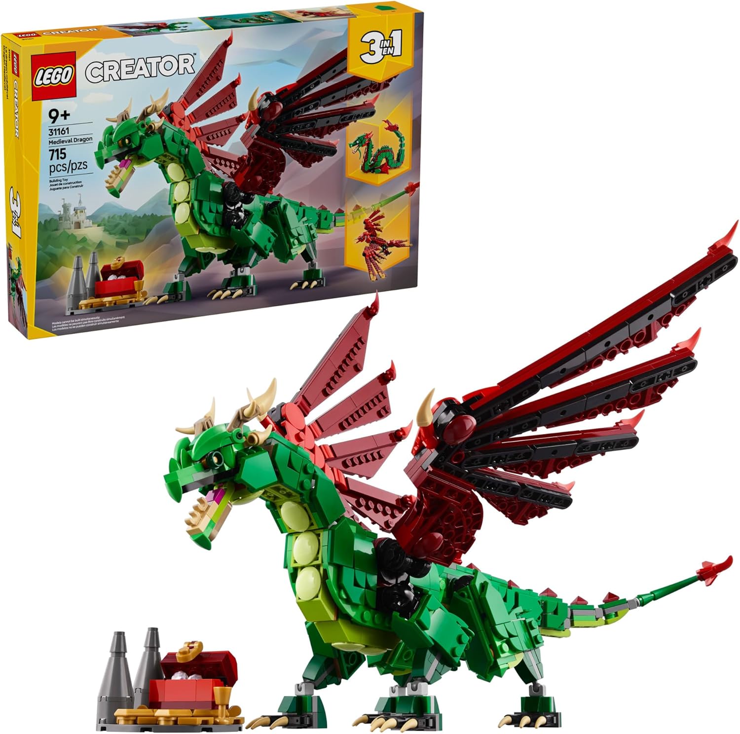 LEGO Creator 3 in 1 Medieval Dragon Toy for Endless Fun