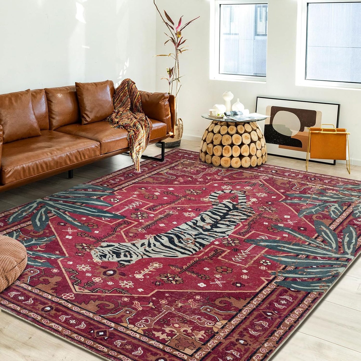 Tribal Rugs Summer Tropical 5x7 Area Rug for Vintage Decor