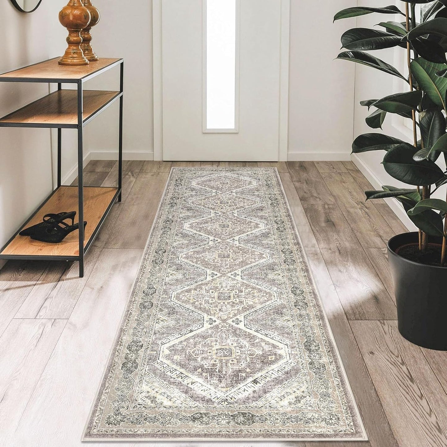 KUTA Oriental Washable Runner Rug 2x7 Non-Slip Vintage Design