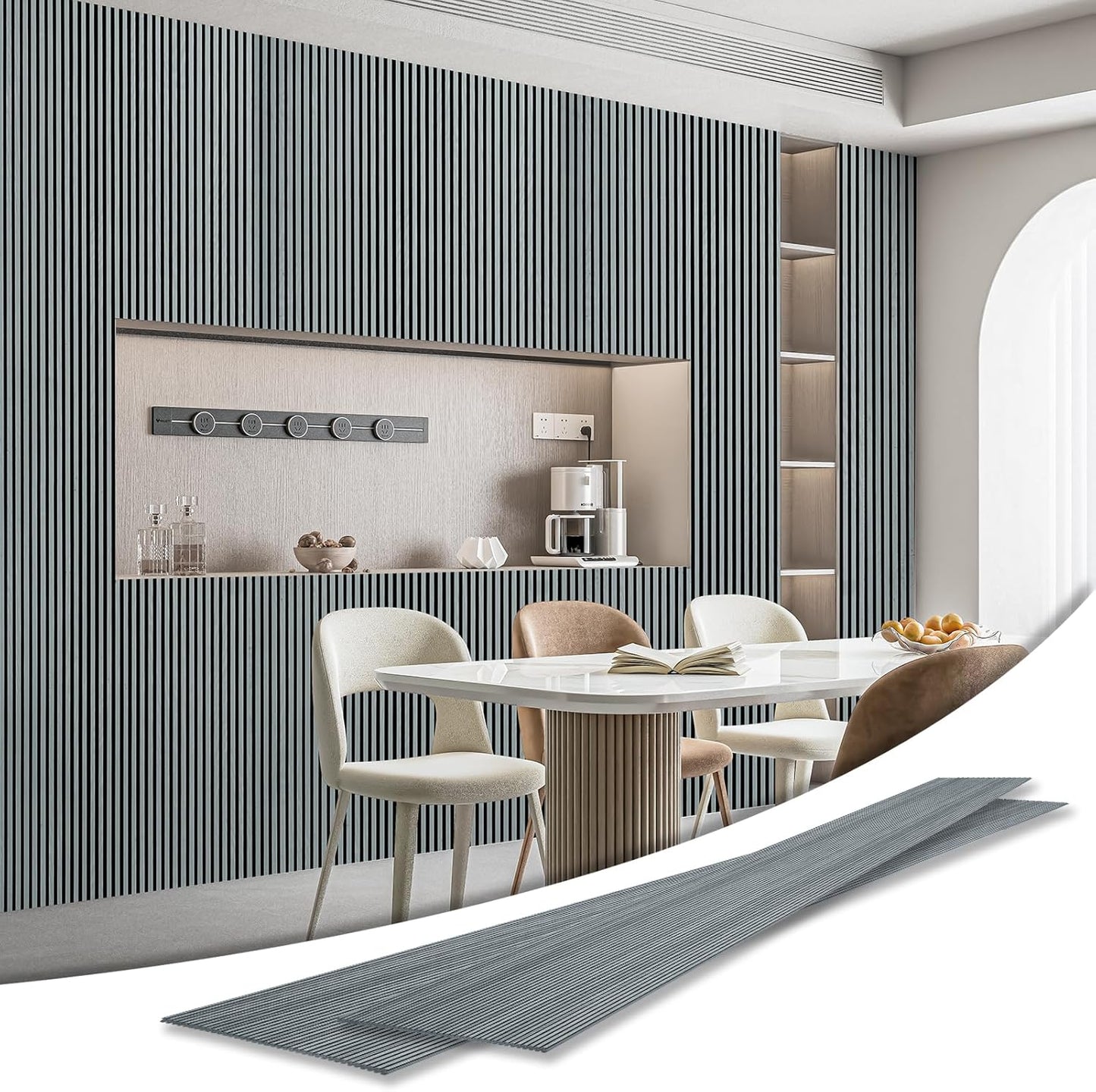 Art3d 4-Pack Glue-On Fine Bar Wainscoting Panels for Walls