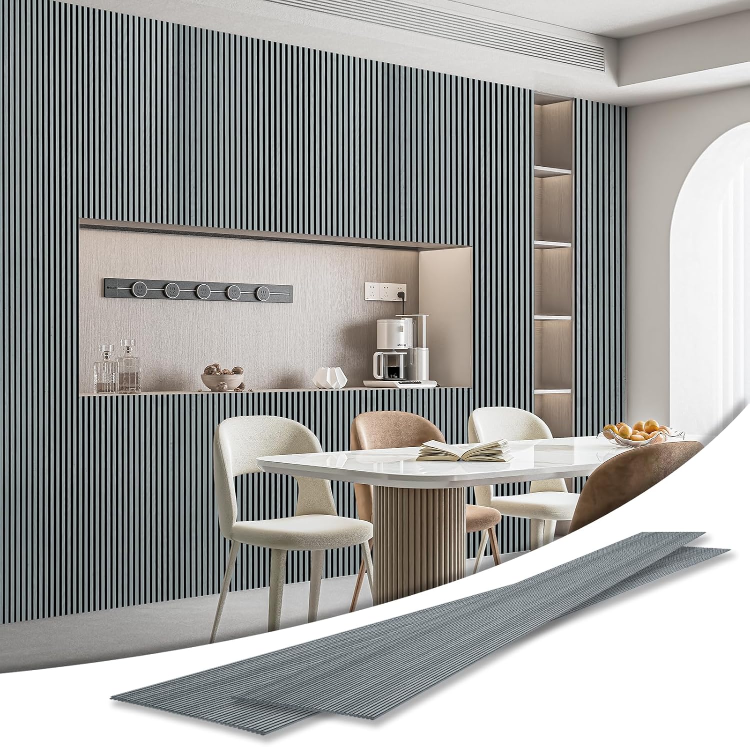 Art3d 4-Pack Glue-On Fine Bar Wainscoting Panels for Walls