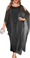 Plus Size Elegant Long Cape Overlay Formal Dress - Flattering Fit