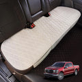 Beige Faux Linen Rear Bench Seat Cover L - Breathable Back Protector