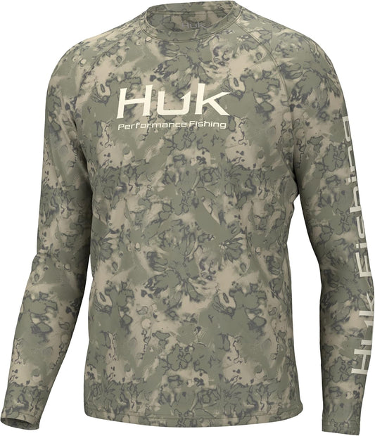 HUK Mens Pursuit Crew Long Sleeve Shirt for Sun Protection