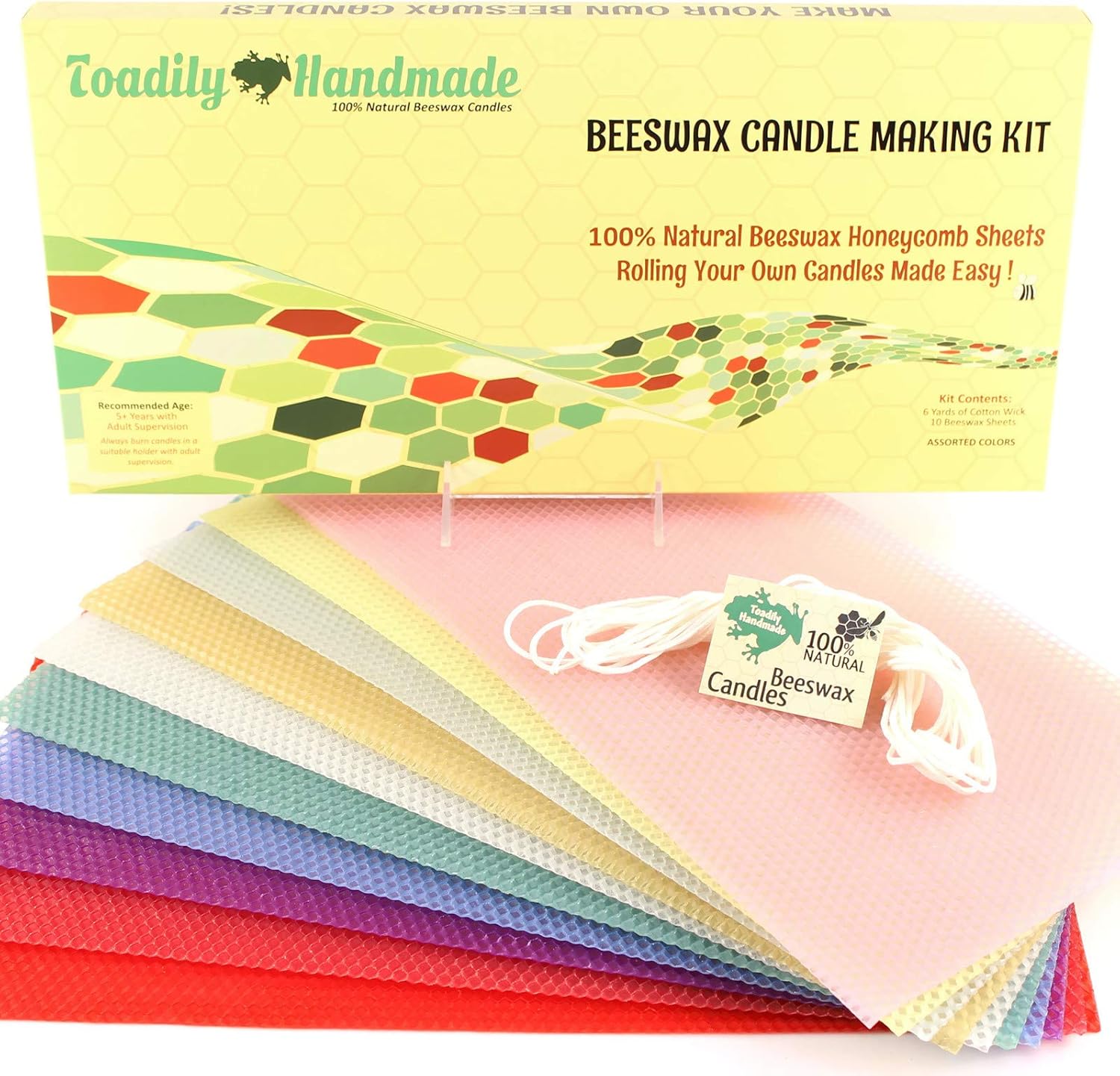 Beeswax Candle Making Kit with 10 Honeycomb Sheets in Colors