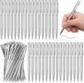 Lincia 100 Pieces Silver Slim Metal Ballpoint Pen 1 mm - Smooth Black