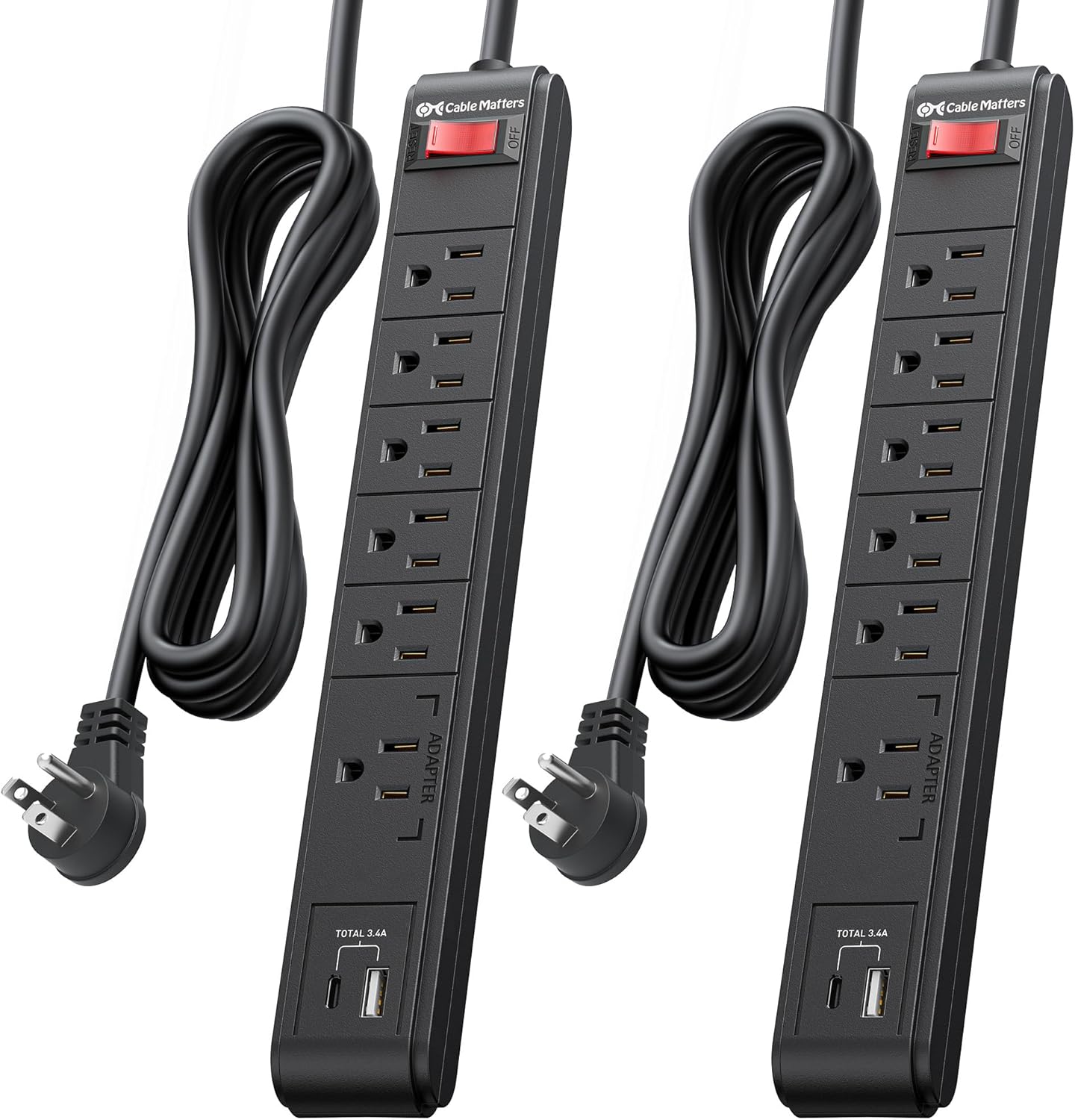 Cable Matters 6-Outlet Surge Protector Power Strip with USB Ports