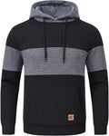 Yundobop Men's Pullover Hoodies Plaid Jacquard - Casual Warm Layer