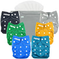 Cloth Diapers 6 Pack with Inserts & Wet Bag - One Size Adjustable
