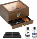 Belmont Glass Top Humidor - Thick Cedar, Digital Hygrometer