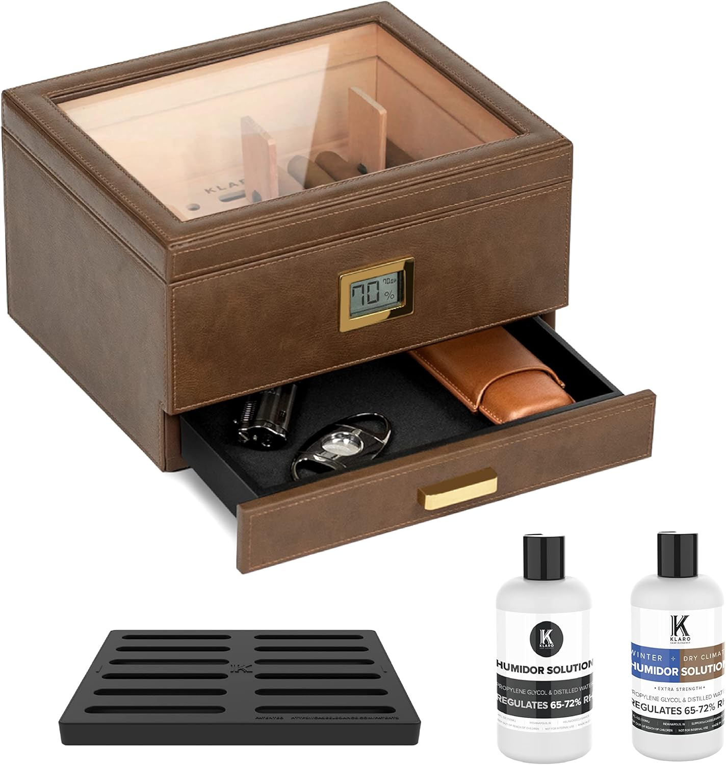 Belmont Glass Top Humidor with Easy Humidification System