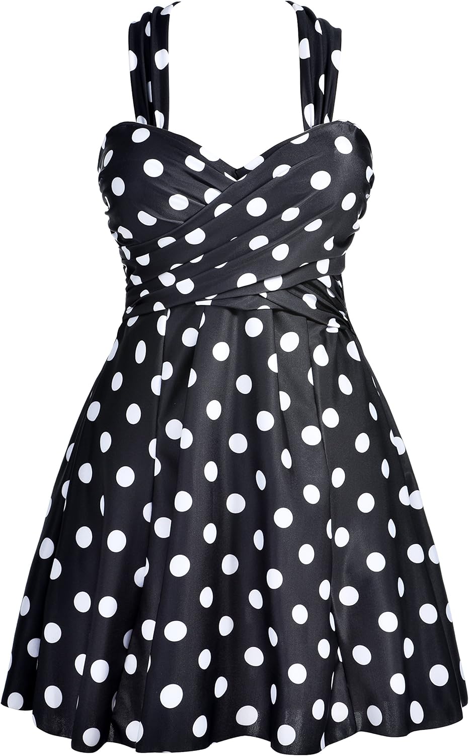 Elegant Crossover One Piece Swimdress for Women - Floral Design