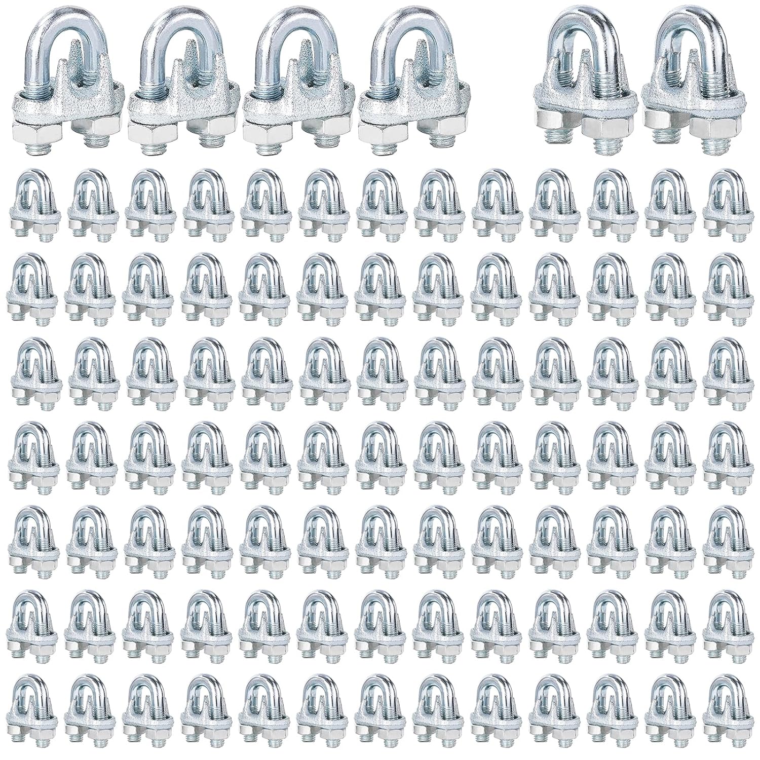200PCS M6 Galvanized Zinc-Plated Wire Rope Cable Clamps for Rigging