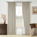 Beige Pinch Pleated 100% Blackout Linen Curtains 84 in - Room