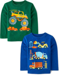 Children's Place Baby Boys Dino Animals Sharks 2-Pack Long Sleeve