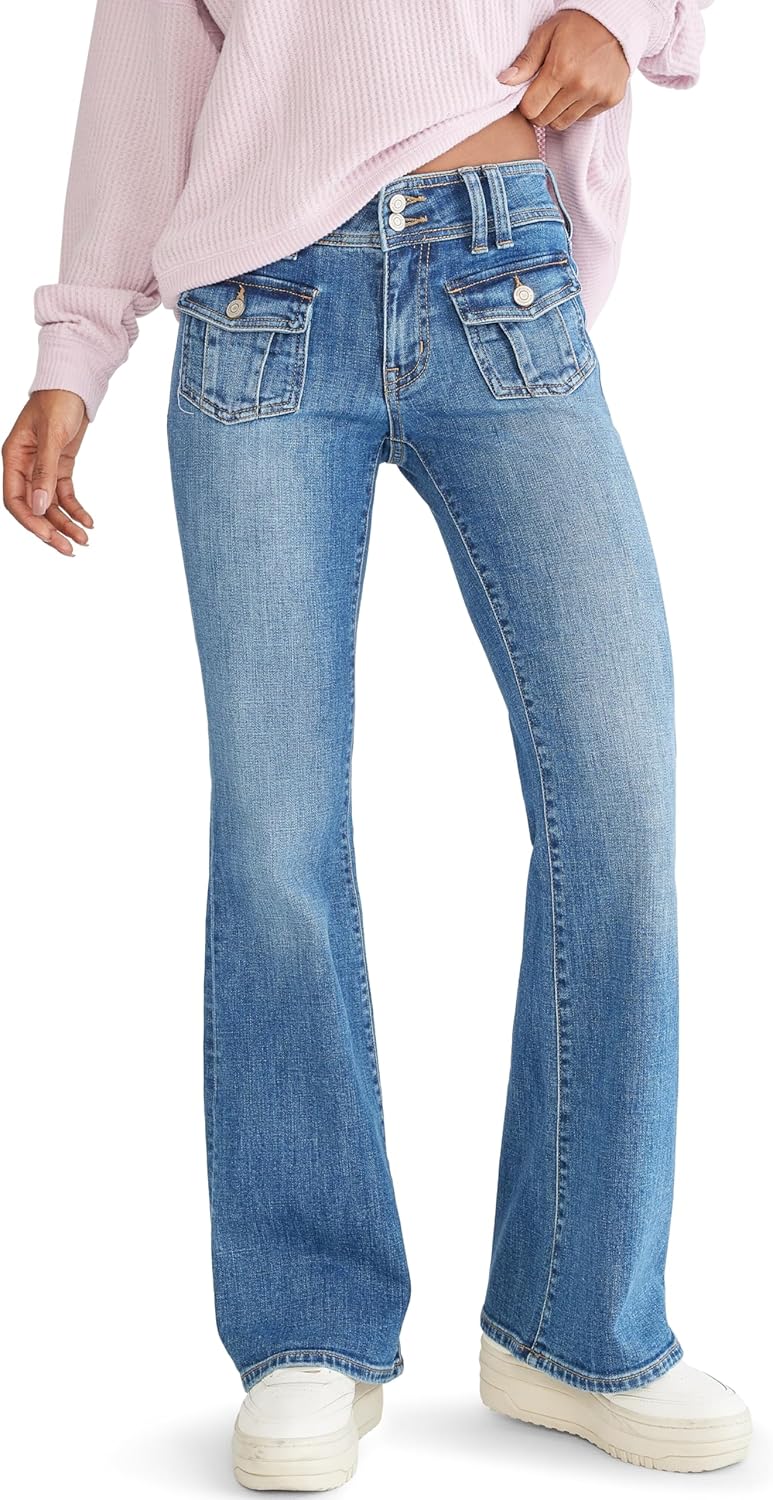 Aeropostale Womens Low Rise Flare Jean for Trendy Comfort