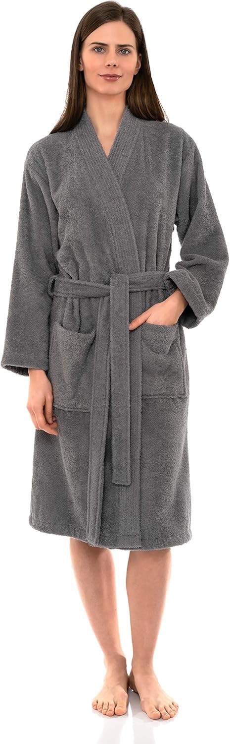 Comfortable Cotton Kimono Bathrobe for Women in Knee Length