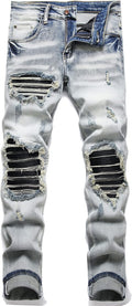 OIIIO Men's Patch Ripped Stretch Regular Fit Jean - Comfortable back