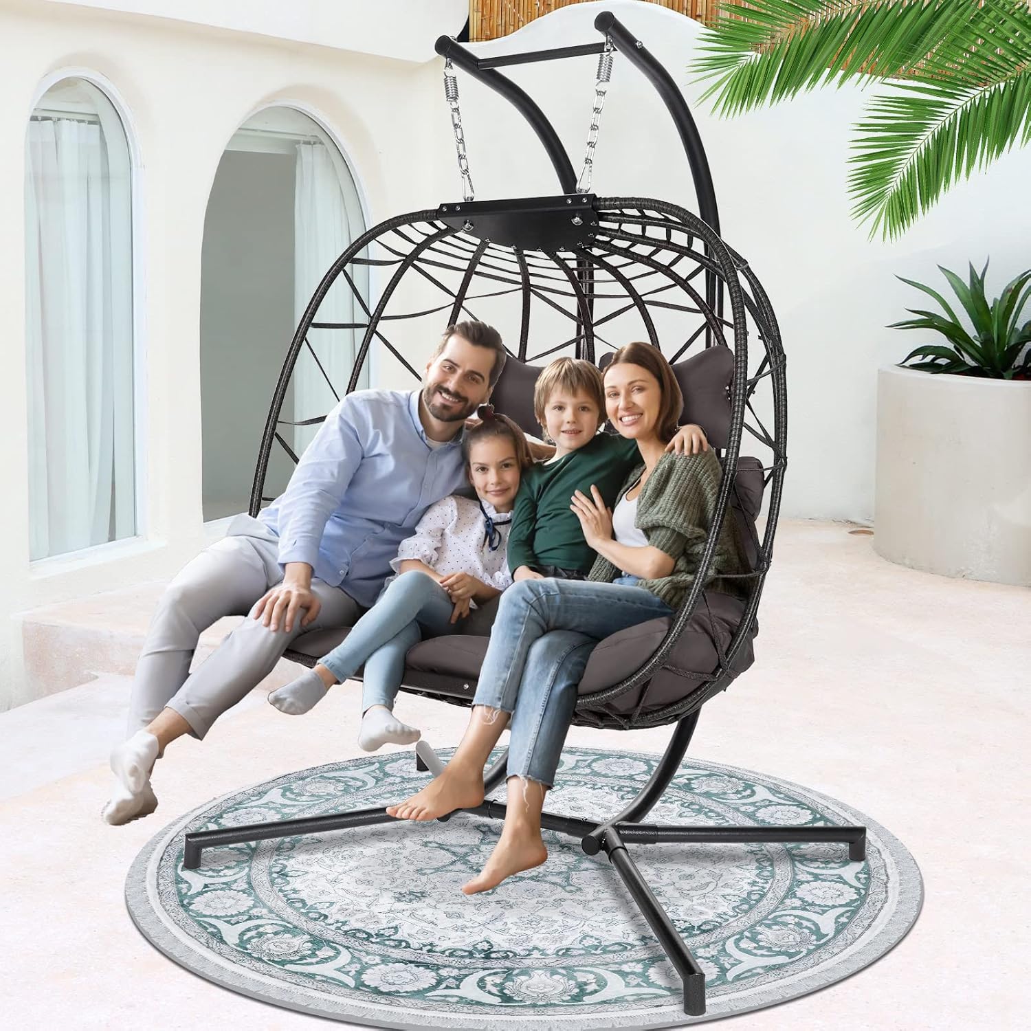 NICESOUL Double Egg Swing Chair with Stand for Indoor Outdoor Use