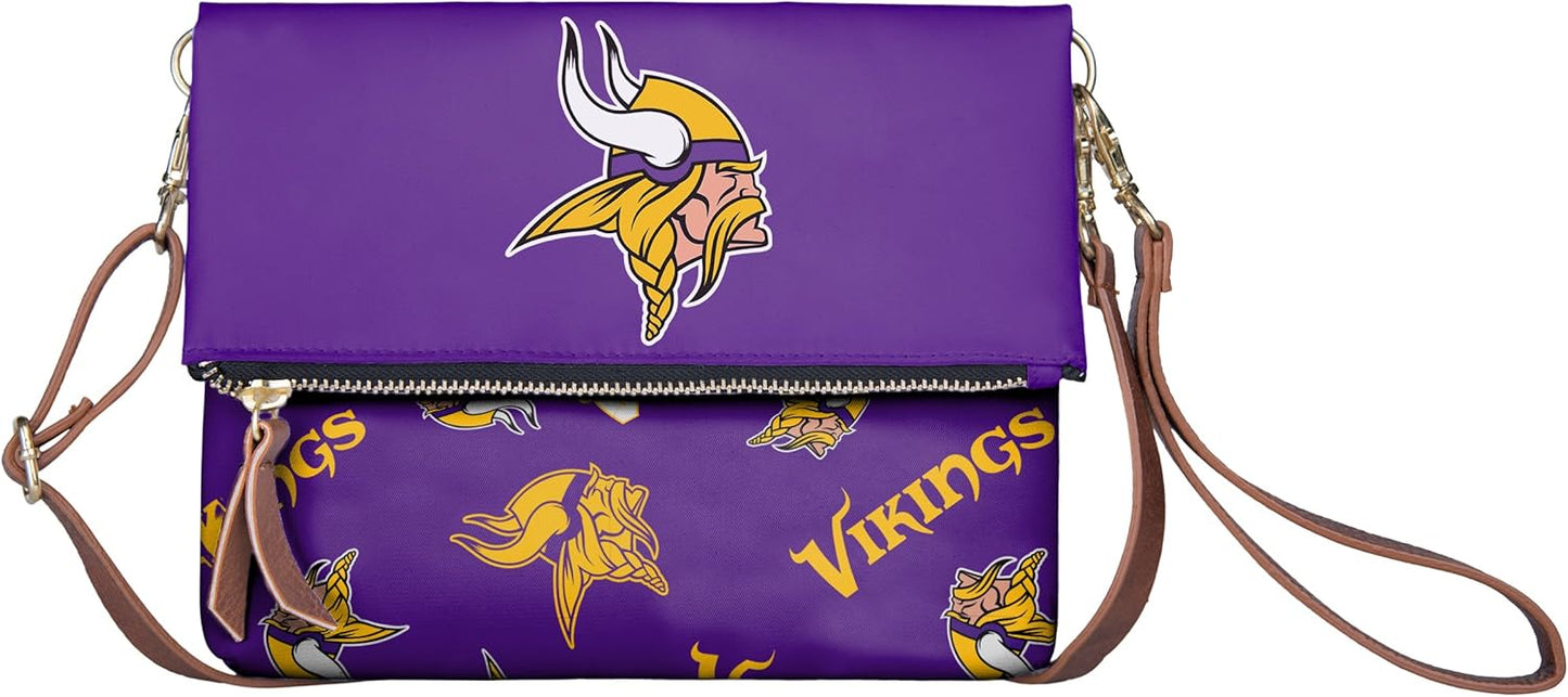 FOCO NFL Team Logo Printed Collection Foldover Purse Handbag