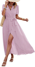 PRETTYGARDEN Floral Boho Maxi Dress - Flowy Summer Wrap Dress Women's