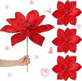 Large Burgundy Glitter Magnolia Christmas Flowers - 16 in Decorative