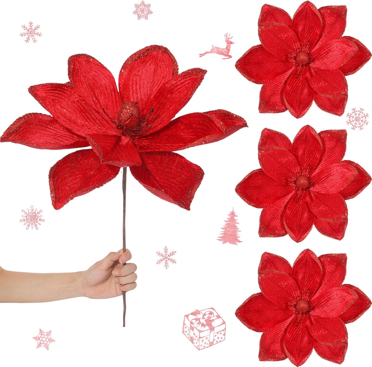 Large Christmas Flower Magnolia Decorations for Holiday Cheer