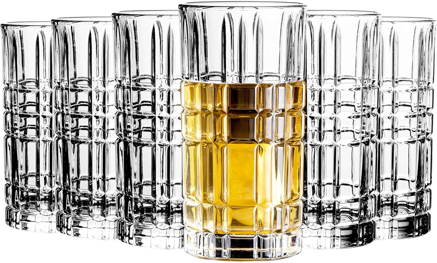 Highball Glasses Set of 6 for Water, Juice, Cocktails, and More