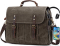 Messenger Bag for Men 15.6 Inch Vintage Canvas Leather Briefcase