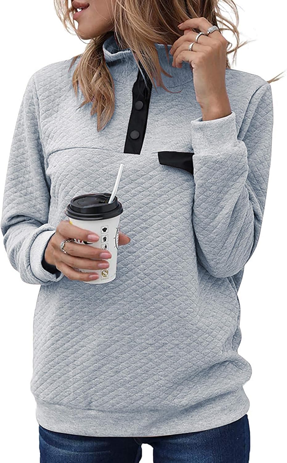 Stylish Lightweight Quilted Pattern Sweatshirt for Women