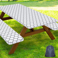 Waterproof Picnic Table Cover with Bench Covers - White 30x96 in Set