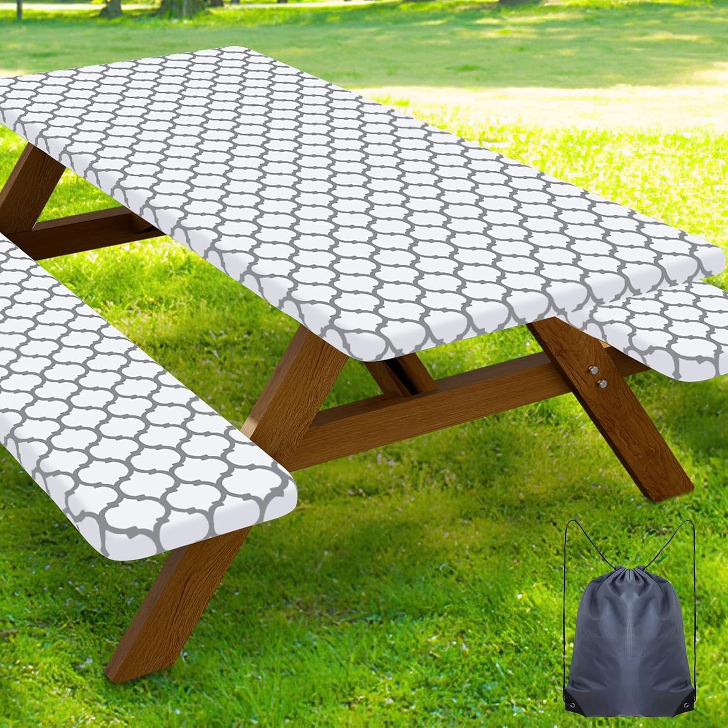 Smiry Picnic Table Cover Set for 8 Foot Tables and Benches