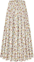 Chiffon High Waist Tiered Pleated Floral Maxi Skirt (Style B6Z3)