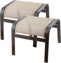 Outdoor Patio Footstools Aluminum Ottomans Footrest 2 Pieces - Compact