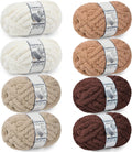 Chunky Yarn 8 Skein Pack - #10 Jumbo Chenille Cream & Multi Coffee