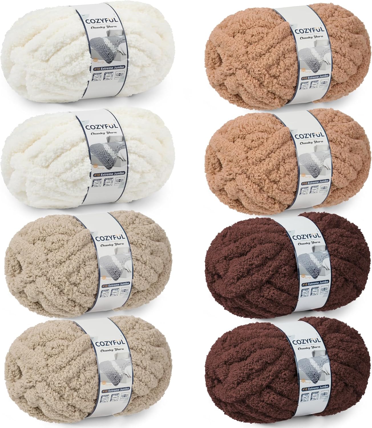 Chunky Yarn for Hand Knitting - Jumbo Thick Chenille Yarn