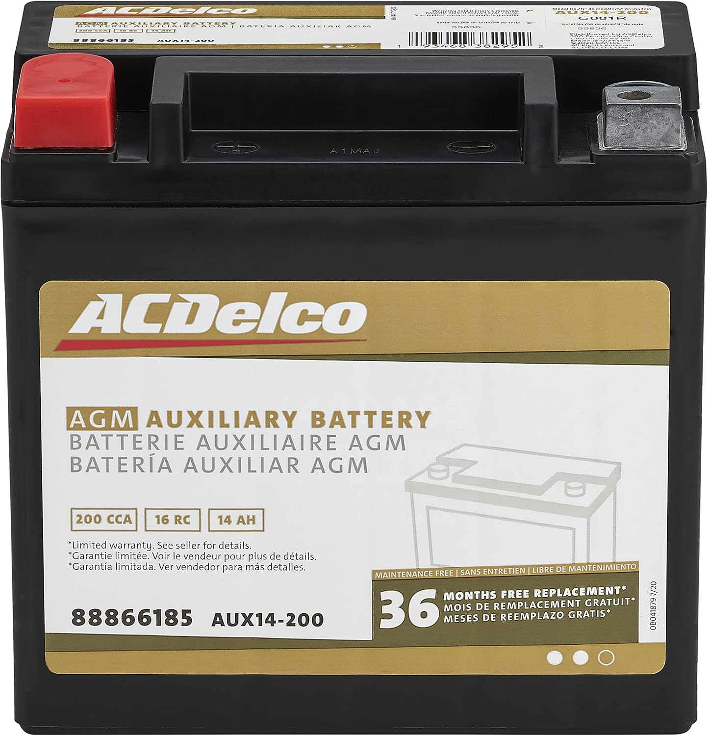 ACDelco Gold AUX14-200: 36 Month Warranty, 200 CCA