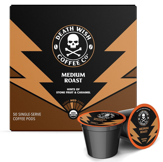 Death Wish Coffee Medium Roast Pods - USDA Organic Bold Blend