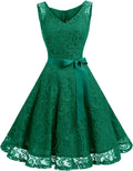Women Floral Lace Bridesmaid Party Dress V Neck - Short A-Line