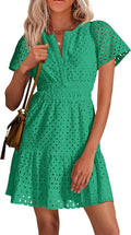 Womens Cotton Eyelet Lace Mini Dress - Summer Casual