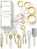 Styled Settings White and Gold Kitchen Utensils Set 16-Piece - Elegant
