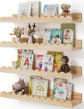 Shario Nursery Book Shelves 4-Pack - Scalloped Wood Floating Shelves