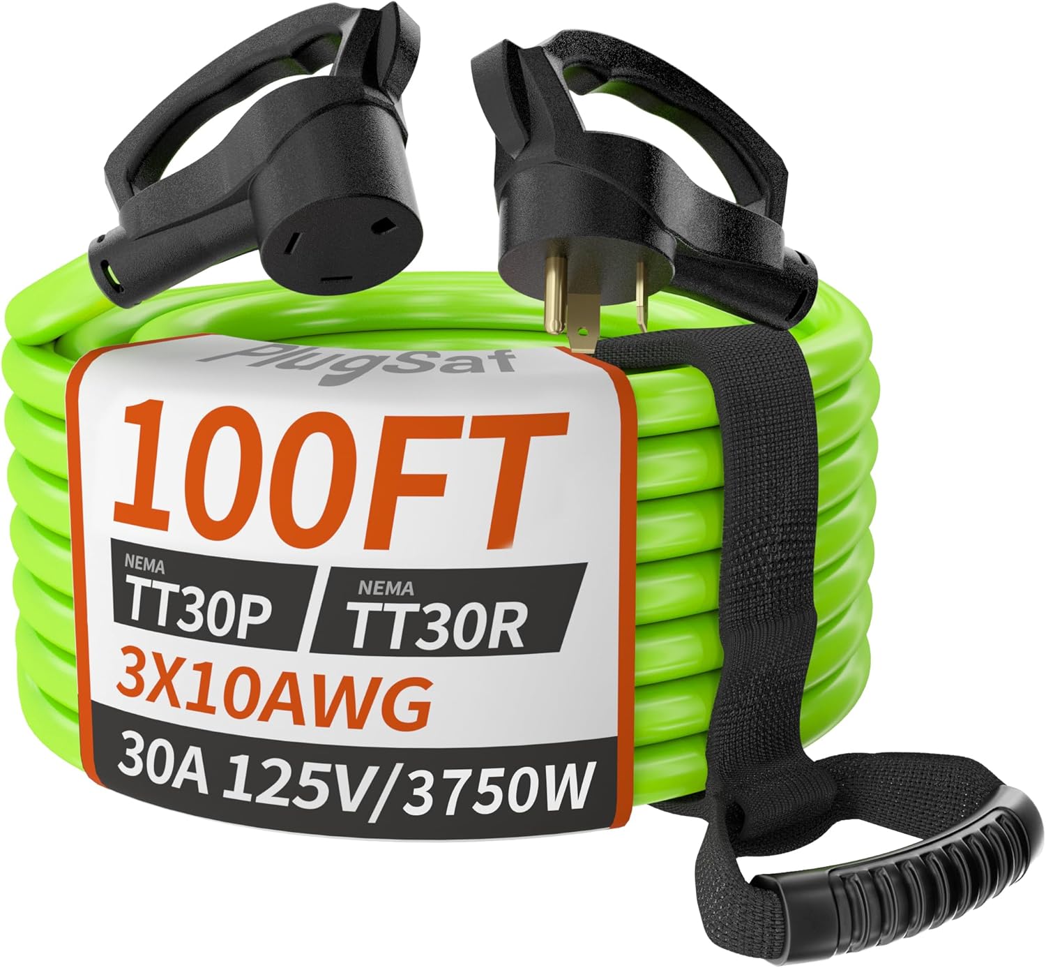 100 FT 30 Amp RV Extension Cord for Outdoor Use with Grip Handle