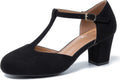 Womens T Strap Mary Jane Shoes Chunky Block Heel Ankle Strap Buckle 36
