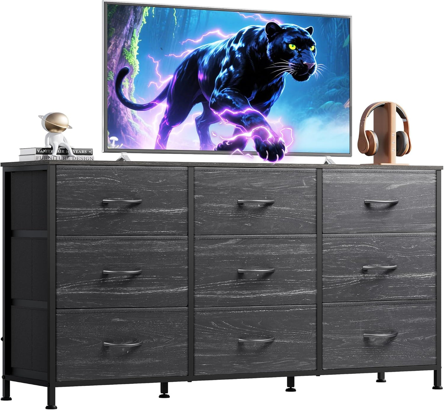 WLIVE 47ft' Dresser for Bedroom with 9 Drawers and TV Stand