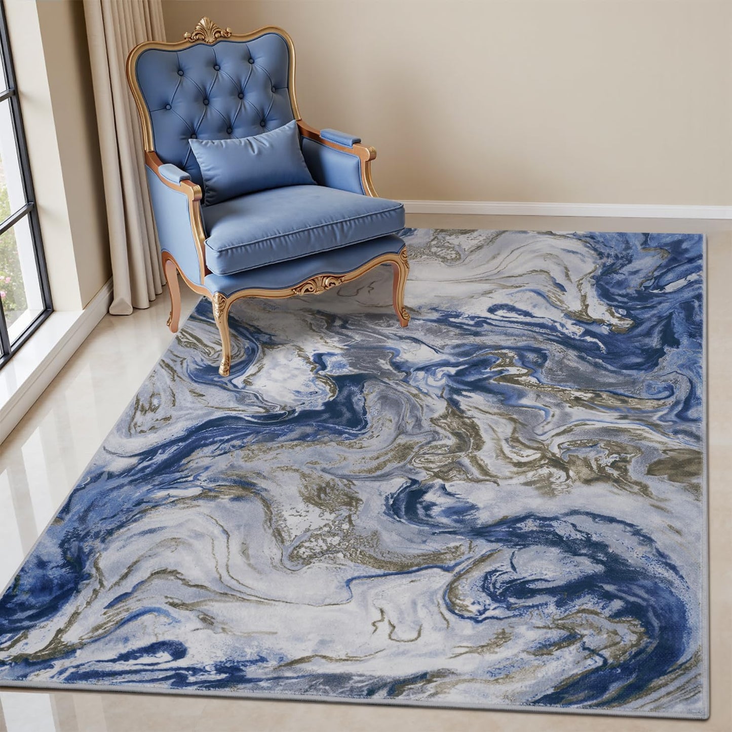 3x5 Washable Area Rugs for Living Room, Modern Abstract Design
