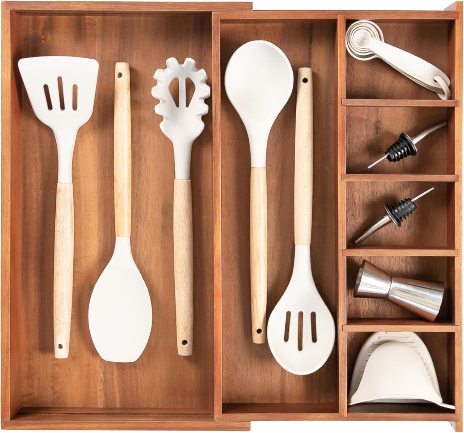 Adjustable Kitchen Drawer Organizer for Utensils and Junk Storage